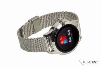 Zegarek Smartwatch damski Garett Naomi Srebrny, Stalowy na bransolecie (2).jpg